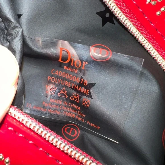 Dior Beauty Cosmetic Pouch to Crossbody Bag and Handbag Red Stud Patent Leather - Picture 11 of 16